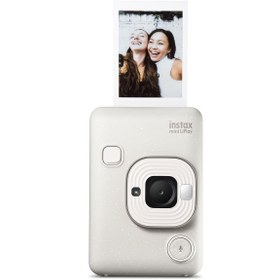 Resim Fujifilm Instax Mini LiPlay Hybrid Misty White Fotoğraf Makinesi 20'li Film Çantalı Set 