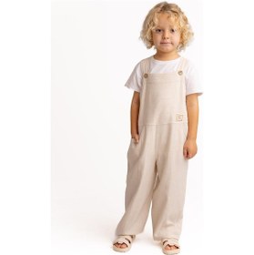 Resim Oliven The Kid Unisex Bol Paça Keten Salopet Naturel Naturel Bej 