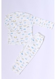 Resim Hçm Bebek Pamuk Pijama Takımı Tenkli Baskılı Bisiklet Yaka A2 Mavi 