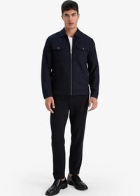 Resim DeFacto Slim Fit Polo Yaka Astarlı Fermuarlı Mont Erkek 