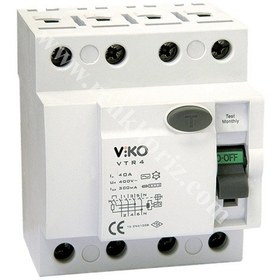 Resim Viko 4 X 40 Amper 300 Ma Kaçak Akım Rölesi Vtr4-40300 