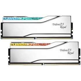Resim Gskıll 96gb 2x 48gb Ddr5 6400mhz Cl32 Rgb Dual Kıt Pc Ram Trıdent Z5 Royal Sılver F5-6400j3239f48gx2-tr5s 
