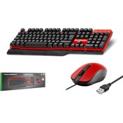 Resim HADRON Hd861K Kablolu Klavye Mouse Set Q Kırmızı-Siyah 