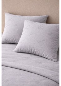 Resim Rize Bezi Dokuma Çarşaf Çift Kişilik & 2 Adet Yastık Kılıfı Açık Gri 