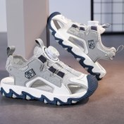 Resim Gençlerin İlkbahar ve Yaz Nefes Alabilen File Açık Ayak Spor Sandaletleri - Unisex, Rahat Dayanıklı Plaj Ayakkabıları, Döner Toka Kapatma, PU Üst, Yürüyüş, Plaj ve Günlük Oyunlar İçin Mükemmel | Döner Toka Sandaletleri | Havalı File Ayakkabıları 