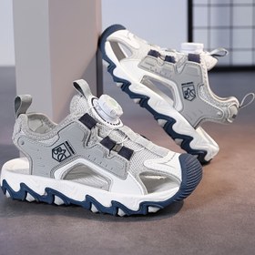 Resim Gençlerin İlkbahar ve Yaz Nefes Alabilen File Açık Ayak Spor Sandaletleri - Unisex, Rahat Dayanıklı Plaj Ayakkabıları, Döner Toka Kapatma, PU Üst, Yürüyüş, Plaj ve Günlük Oyunlar İçin Mükemmel | Döner Toka Sandaletleri | Havalı File Ayakkabıları 