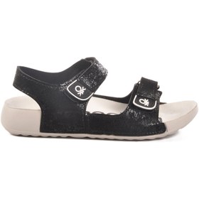 Resim United Colors Of Benetton Siyah Cırtlı Hafif Kız Çocuk Sandalet BN-1419 F 