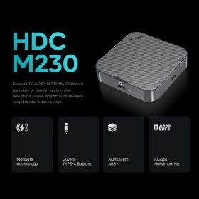 Resim Everest HDC-M230 Harici Magsafe USB-C NVMe M.2 Mini SSD Kutusu 