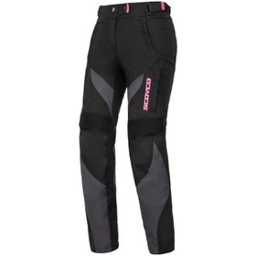 Resim ebakbak Motosiklet Kadın Pantolonu Korumalı 4 Mevsim Maxdura Kumaş Hava Alabilen Fileli Bölgeler Siyah 