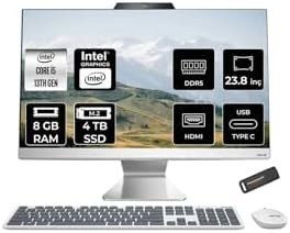 Resim ASUS A3402WVAK i5 1335U 8GB DDR5 4TB SSD Intel Graphics 23.8" FHD FDOS Beyaz All in One & PER4 