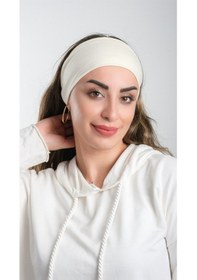 Resim Hürrem Bone Krem Pratik Hazır Geçmeli Tesettür Bone Viskon Kumaş Sade 3007_40 Krem 
