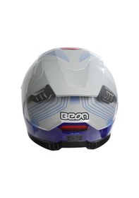 Resim Beon B-507 Full Face FF04 Kapalı Motosiklet Kaskı Beyaz - Mavi - Kırmızı 