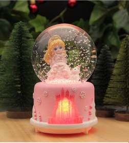 Resim Frozen Elsa Işıklı Ve Müzikli Kar Küresi Büyük Boy - Pembe 