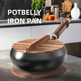 Resim 1 Adet Potbelly Demir Tava Kapaklı - Katkısız Yapı, Eşit Isı Dağılımı ve Tutma Çok Amaçlı Kavurma & Soteleme Kolay Temizlenebilir Yüzey Dayanıklı Mutfak Gereci Evde Pişirenler için Vazgeçilmez 