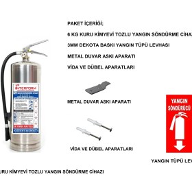 Resim İnterform Interform 6 kg Krom Kaplama Abc Kuru Kimyevi Tozlu Yangın Söndürme Cihazı 
