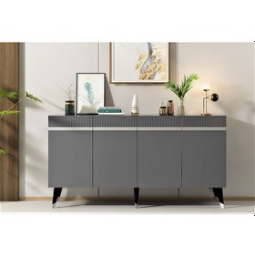 Resim DÖRT KAPAKLI LAZER DESENLİ DEFNE KONSOL ANTRASİT-GÜMÜŞ 