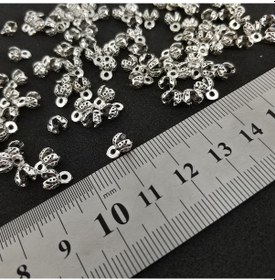 Resim Selderesi 100 Adet 4Mm Düğüm Kapama-Tesbih Için Gümüş Renk Düğüm Gizleyici 