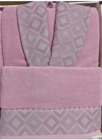 Resim Özdilek Pamuklu 6 Parça Aile Bornoz Seti-snazzy Antrasit Pembe Antrasit - Pembe 