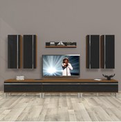 Resim Decoraktiv Eko 8d Mdf Krom Ayaklı Tv Ünitesi Tv Sehpası - Ceviz - Siyah 