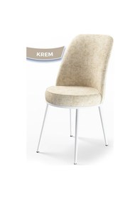 Resim Canisa Dexa Serisi, Üst Kalite Mutfak Sandalyesi,4 Adet Krem Sandalye, Metal Beyaz Iskeletli Krem Sandalye Beyaz Ayak 