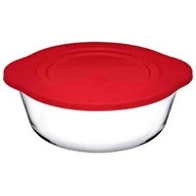 Resim Paşabahçe 59001 Kırmızı Plastik Kapaklı Yuvarlak Borcam 2100 CC 