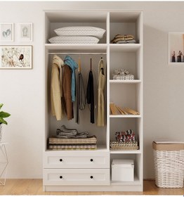Resim Estelya Country 3 Kapaklı 2 Çekmeceli Mega Gardırop Beyaz 