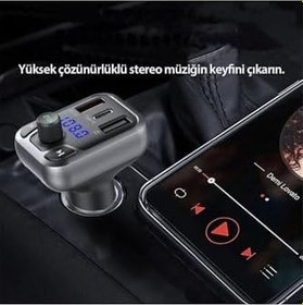 Resim M63 Araç Fm Transmitter Bluetooth Araç Kiti Type C Pd Hızlı Şarj Dijital Ekran Tf/Sd Kart Usb Çakmak 