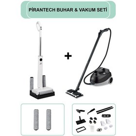 Resim PiranTech M-210 Şarjlı Islak & Kuru Zemin Temizleyici + CB-107C Çok Fonksiyonlu Buharlı Temizlik Makinası 