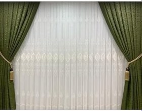 Resim Zemin Nakışlı 1/3 Sık Pileli Tül Perde,Ekru 150 X 250 