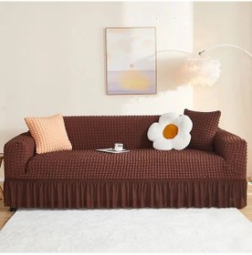 Resim Upmall Bürümcük Koltuk Örtüsü Kanepe Örtüsü 3lü Kahve 