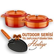 Resim Lava Döküm Trendy Serisi Yuvarlak Derin ve Sığ 5 Parça Turuncu Tencere Seti LV S ET K42 O 