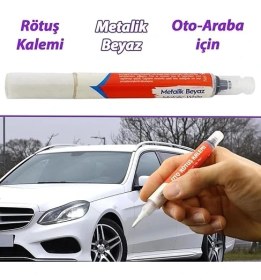 Resim Lidyahan Store Oto Rötuş Kalemi 5 ml Kaporta Tampon Çizik Giderici Fırça Metalik Beyaz Renk Boya Kalemi 
