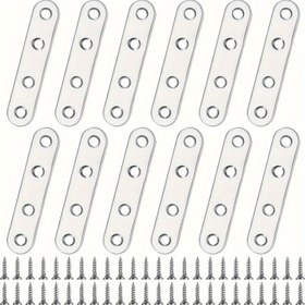 Resim 60 ADET Çelik Braket Seti, 7.62 cm Düz ve Düz, Ağır Hizmet Kullanımı İçin Tasarlanmış, Koroziyona Dayanıklı, Raf, Destekler, Ev Yenilemeleri ve Kendin Yap Projeleri İçin Mükemmel. 