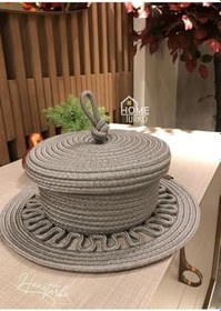 Resim 1 Adet Supla 1 Adet Ekmek Sepeti Takım, Jüt Supla, Amerikan Servis, Tabak Altlığı, Ekmek Sepeti Gri 