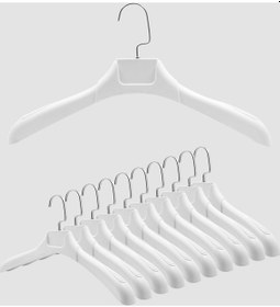 Resim 10 Adet Beyaz Plastik Ceket Askısı Elbise Askısı Kı Beyaz 