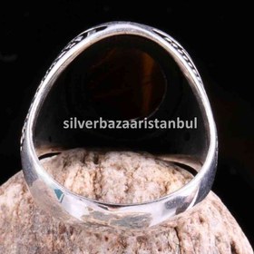 Resim Tigers Eye Stone Jewelry Solid 925 Sterling Silver Men Ring - US: 7.75 / 57 mm / Turk: 17 