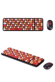 Resim Torima TMK-07 Çok Renkli Retro Daktilo Görünümlü Kablosuz Q Klavye Mouse Seti 
