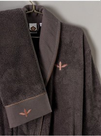 Resim Cotton Box Puff Nakışlı Aile Bornoz Seti Molende Bej-antrasit Antrasit Bej 