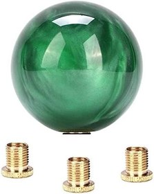 Resim Mermer Tarzı Yuvarlak Top Vites Topuzu Akrilik Shifter Topuzları Çubuk Vites Topuzları Manuel Araba için 3 Adaptörü ile Koyu Yeşil 