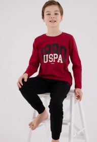 Resim U.s. Polo Assn. Erkek Çocuk Uzun Kol Pijama Takım Bordo-1778 Bordo 