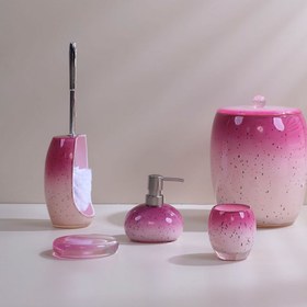 Resim İrya New Stria 5 Parça Banyo Aksesuar Seti Fuşya Pembe 