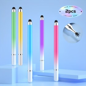 Resim 2 Adet iPad Air 2 İçin Canlı Gradyan Renkli Stylus Kalemler - Şık Tasarım, Dokunmatik Ekran Uyumlu, Sanat & Ofis Kullanımı İçin İdeal, Sevimli Kalemler 