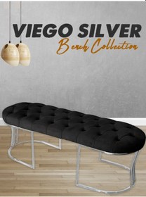 Resim VİEGO SILVER SİYAH -Kapitoneli Model Puf&Bench&Koltuk-Oturak-Uzun Makyaj Puff-Yatak Odası Ucu&Önü 