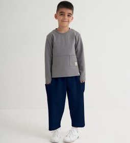 Resim Unisex Çocuk İnterlok Yandan Cepli Pantolon Lacivert - 1-2 Yaş 