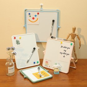 Resim 1pc Çift Taraflı Manyetik Silgi Kurulu ile Beyaz Tahta, ABS Malzeme, Hareketli Çerçeve Link Ofis Masası için Akıllı Çizim Tahtası, Ev Karatahtası Mesaj Padi, Silinebilir Yazı Yüzeyi 