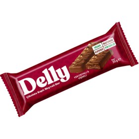 Resim DELLY Çikolata Kaplı Yer Fıstıklı & Vişneli Meyveli Bar 35g 