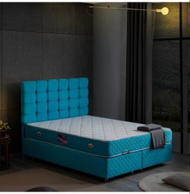 Resim Setaymobilya Baza, Duke Çift Kişilik Turkuaz Baza + Başlık + Deluxe Yatak 