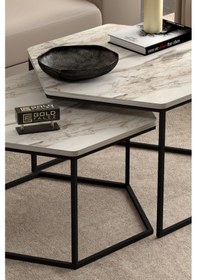 Resim Orta Sehpa Altıgen İkili Lüx Efes Çok Renkli 