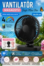 Resim nextbuy Mini Fan Soğutucu Vantilatör Type-C Şarjlı Masa Üstü Klima Taşınabilir 4 Mod Hız Ayarlı Pervane 