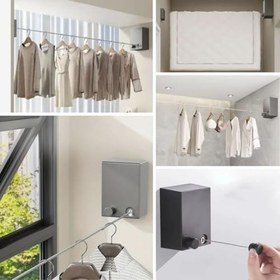 Resim Teleskopik Çamaşır Kurutma Askısı, Pratik Geri Çekilebilir Çamaşır İpi 